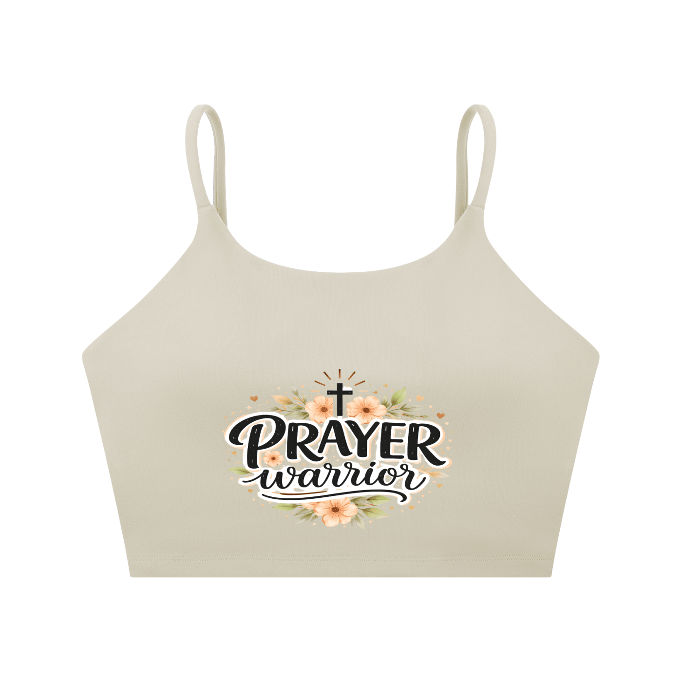 Prayer Warrior Women's Christian Spaghetti Strap Yoga Sports Bra - ClaimedbyGodDesigns