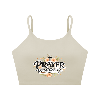 Prayer Warrior Women's Christian Spaghetti Strap Yoga Sports Bra - ClaimedbyGodDesigns