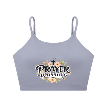 Prayer Warrior Women's Christian Spaghetti Strap Yoga Sports Bra - ClaimedbyGodDesigns