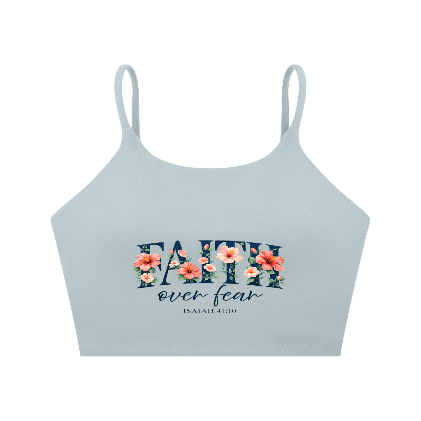 Faith Over Fear Women's Christian Spaghetti Strap Yoga Sports Bra - ClaimedbyGodDesigns