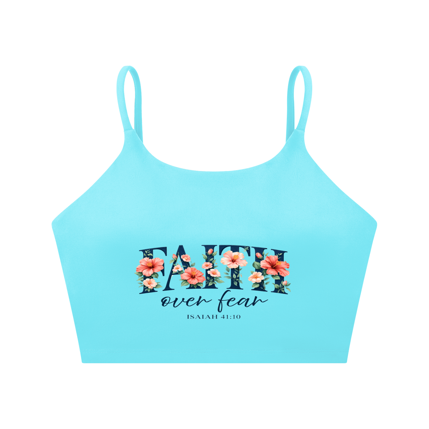 Faith Over Fear Women's Christian Spaghetti Strap Yoga Sports Bra - ClaimedbyGodDesigns