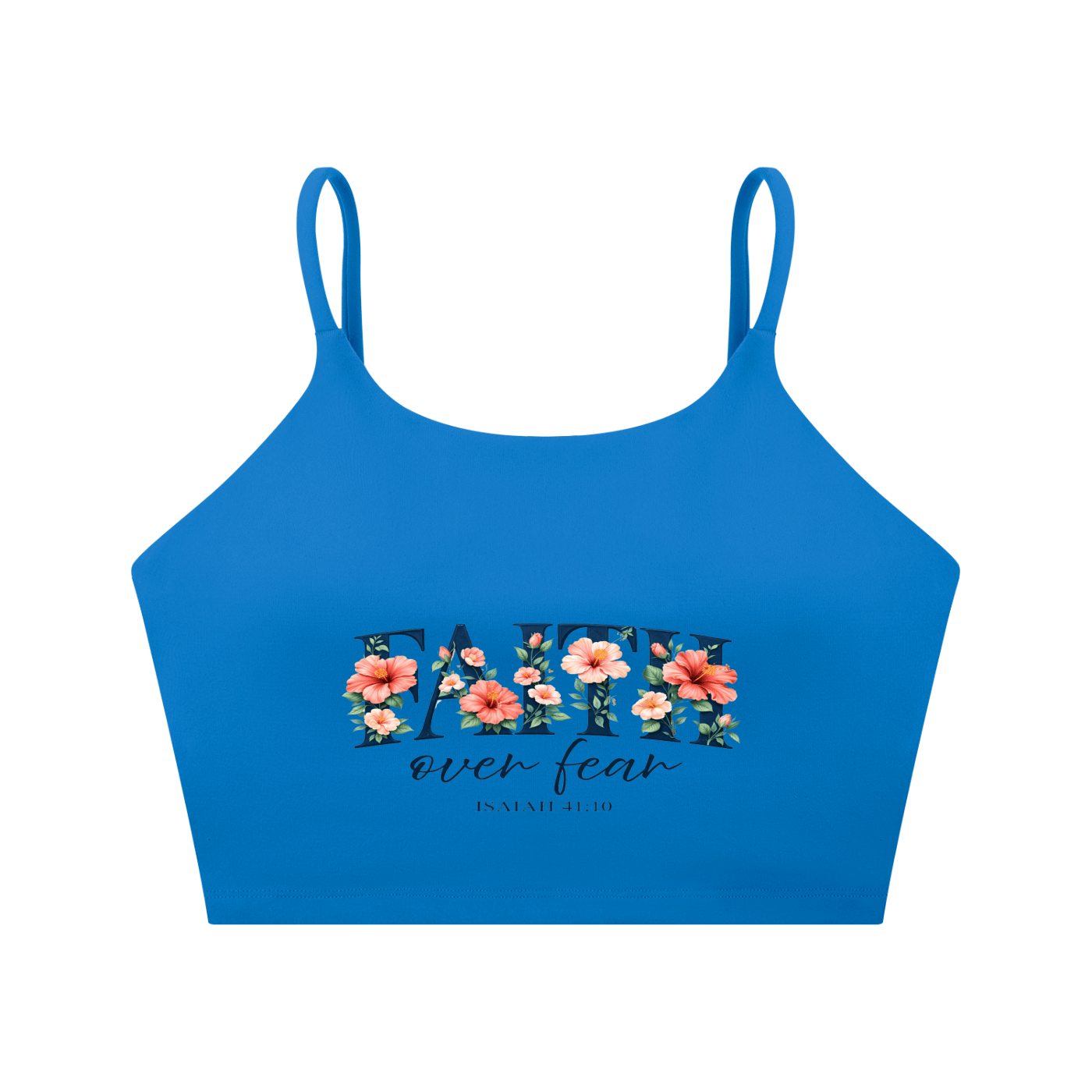 Faith Over Fear Women's Christian Spaghetti Strap Yoga Sports Bra - ClaimedbyGodDesigns