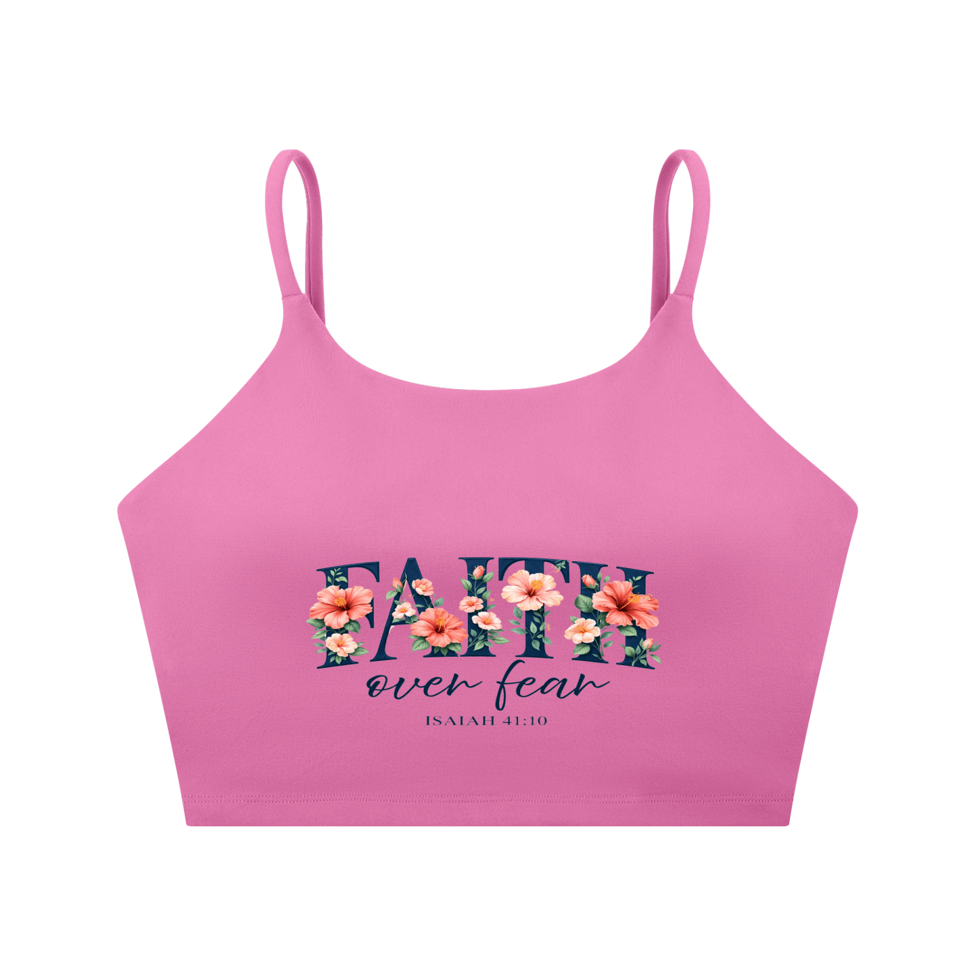 Faith Over Fear Women's Christian Spaghetti Strap Yoga Sports Bra - ClaimedbyGodDesigns