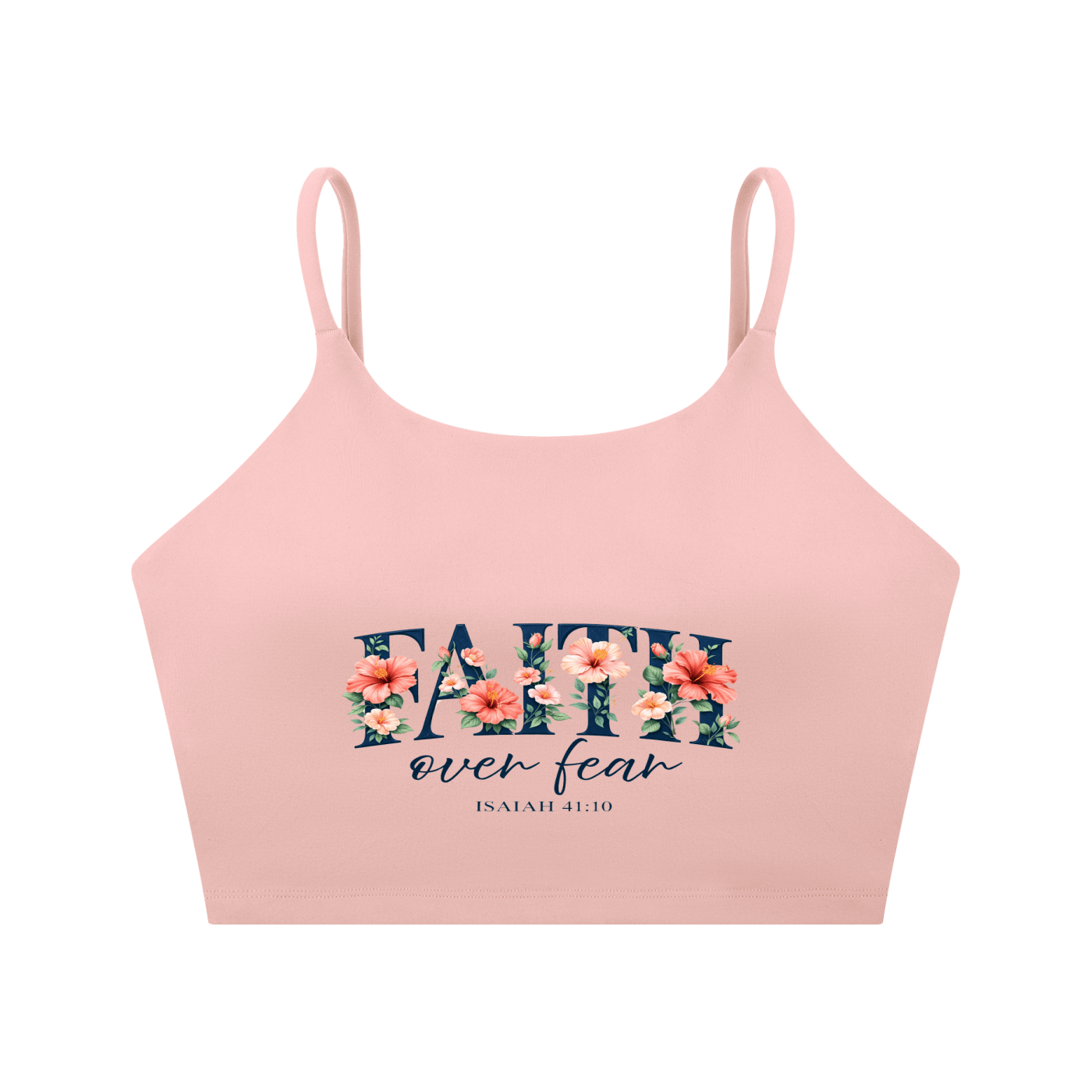 Faith Over Fear Women's Christian Spaghetti Strap Yoga Sports Bra - ClaimedbyGodDesigns