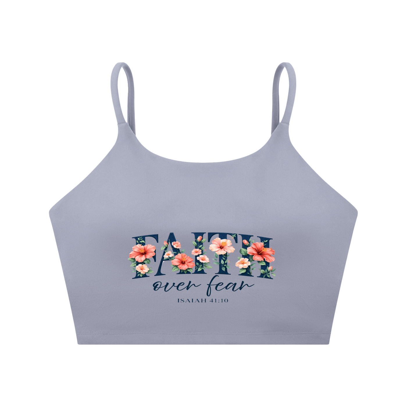 Faith Over Fear Women's Christian Spaghetti Strap Yoga Sports Bra - ClaimedbyGodDesigns