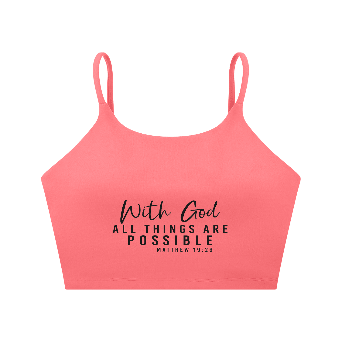 With God All Things Are Possible Women's Christian Spaghetti Strap Yoga Sports Bra - ClaimedbyGodDesigns