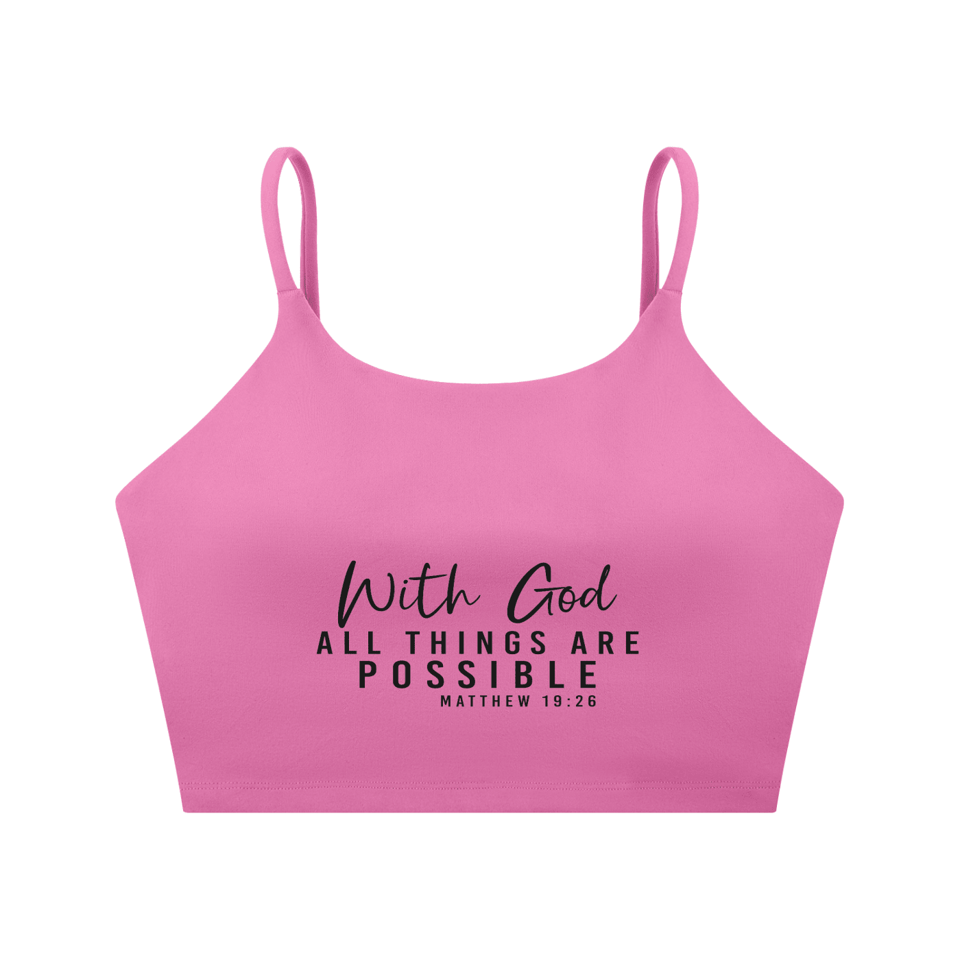 With God All Things Are Possible Women's Christian Spaghetti Strap Yoga Sports Bra - ClaimedbyGodDesigns