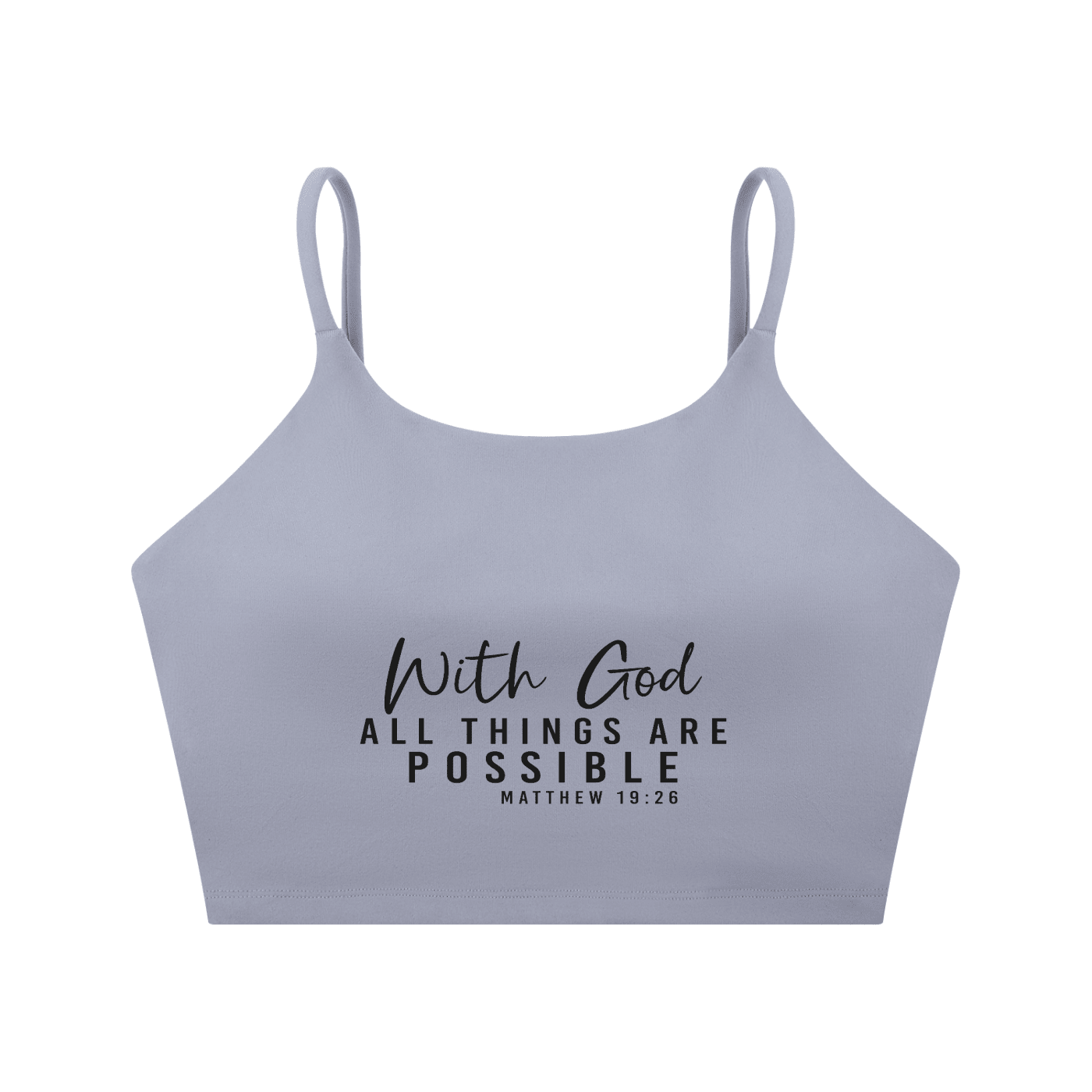 With God All Things Are Possible Women's Christian Spaghetti Strap Yoga Sports Bra - ClaimedbyGodDesigns