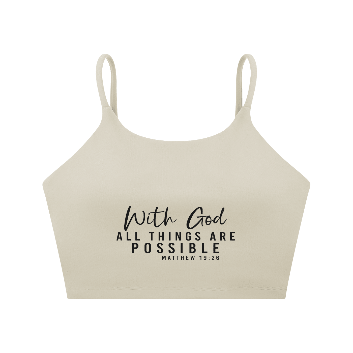 With God All Things Are Possible Women's Christian Spaghetti Strap Yoga Sports Bra - ClaimedbyGodDesigns