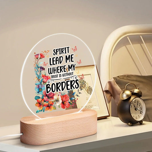 Spirit Lead Me Where My Trust Is Without Borders Christian Acrylic Round Lamp Night Light Home Decor - ClaimedbyGodDesigns