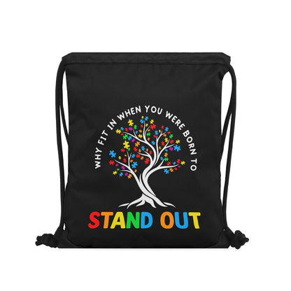 Stand Out Autism Drawstring Bag (Single-Sided Print) – Celebrate Uniqueness and Embrace Neurodiversity - ClaimedbyGodDesigns