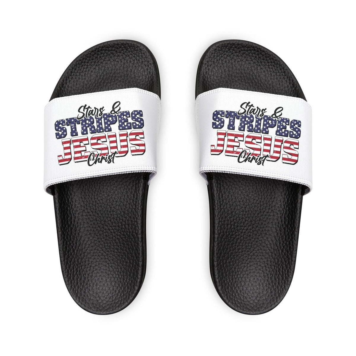 Stars & Stripes Jesus Sandals, Youth Summer Footwear, Patriotic Flip-Flops, Casual Beach Footwear, Kid-Friendly Sandals, Christian [...] - ClaimedbyGodDesigns