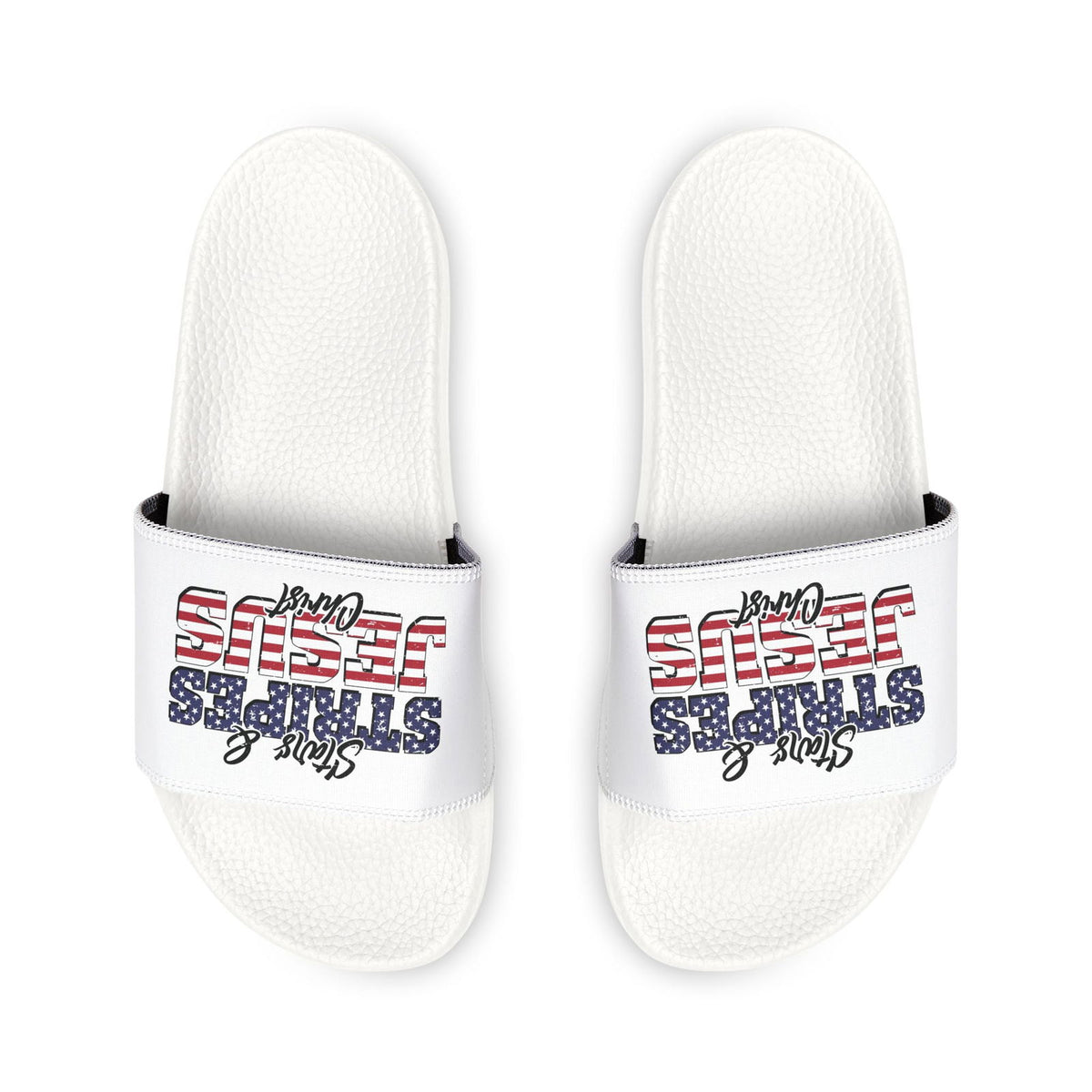 Stars & Stripes Jesus Sandals, Youth Summer Footwear, Patriotic Flip-Flops, Casual Beach Footwear, Kid-Friendly Sandals, Christian [...] - ClaimedbyGodDesigns