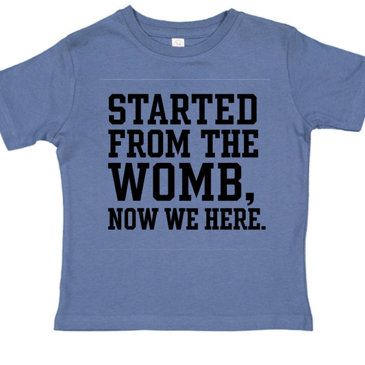 Started From The Womb Now We Here Baby Christian T-shirt - ClaimedbyGodDesigns