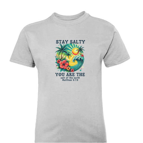 Stay Salty Youth Christian T-shirt - ClaimedbyGodDesigns
