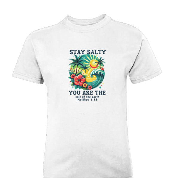 Stay Salty Youth Christian T-shirt - ClaimedbyGodDesigns