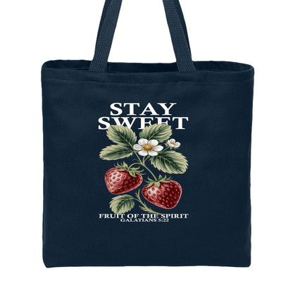 Stay Sweet Christian Tote Bag - ClaimedbyGodDesigns