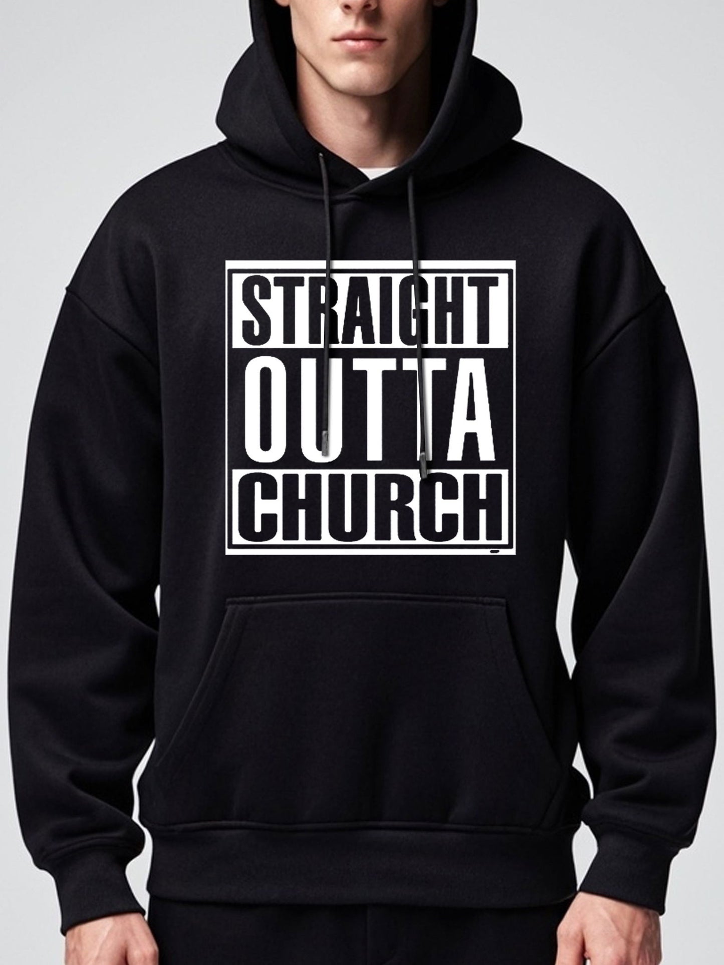 Straight Outta Church Men's Christian Pullover Hooded Sweatshirt - ClaimedbyGodDesigns