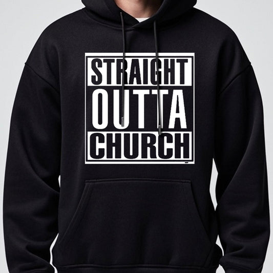 Straight Outta Church Men's Christian Pullover Hooded Sweatshirt - ClaimedbyGodDesigns