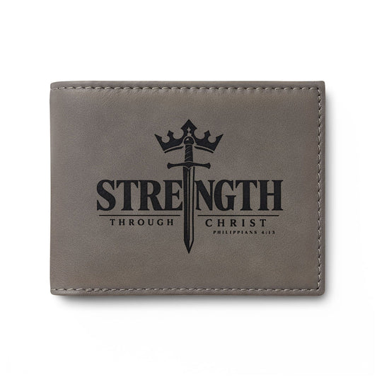 Strength sword and crown Christian wallet, Psalm 28:7
