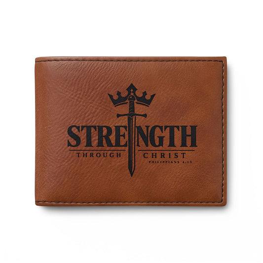 Strength sword and crown Christian wallet, Psalm 28:7 (2)