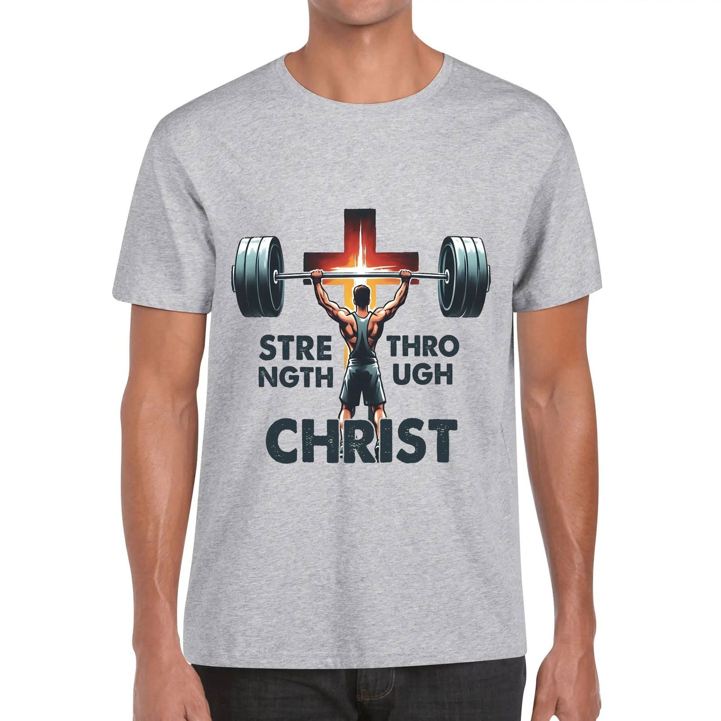 Strength Through Christ Mens Christian Gym T-shirt - ClaimedbyGodDesigns
