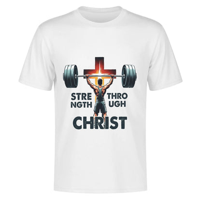 Strength Through Christ Mens Christian Gym T-shirt - ClaimedbyGodDesigns