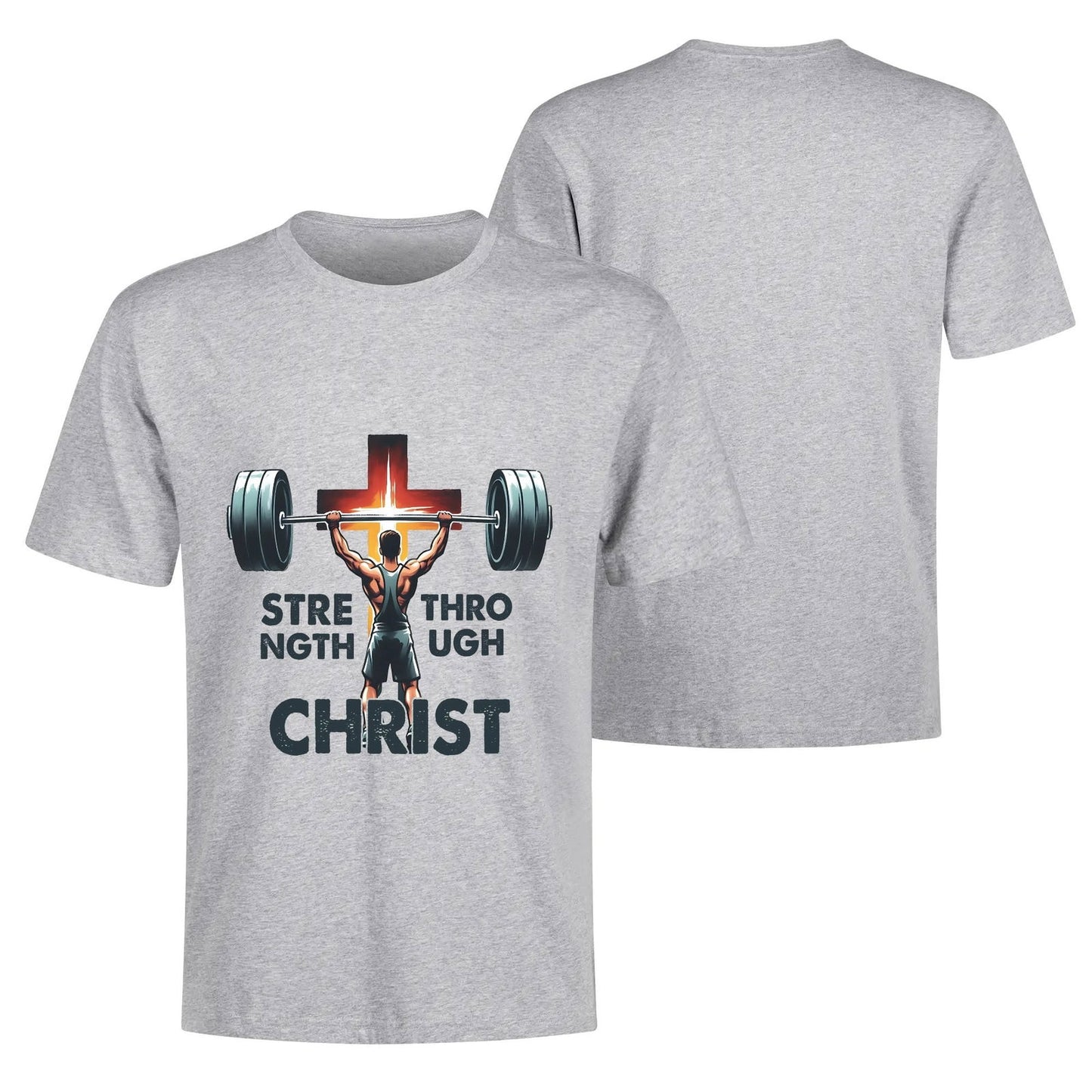 Strength Through Christ Mens Christian Gym T-shirt - ClaimedbyGodDesigns