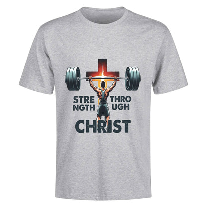 Strength Through Christ Mens Christian Gym T-shirt - ClaimedbyGodDesigns