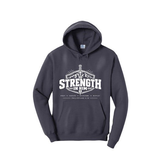 Strength in Him Christian Hoodie | Philippians 4:13 Unisex Faith Sweatshirt | Christian Inspirational Gift - Claimed by God Designs