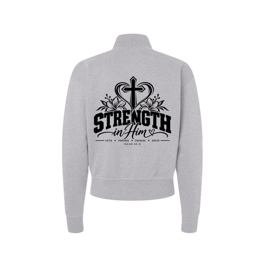 Strength in Him Women's Christian Zip Jacket | Isaiah 40:31 - Claimed by God Designs