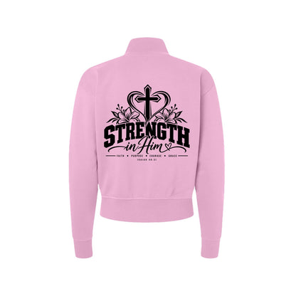 Strength in Him Women's Christian Zip Jacket | Isaiah 40:31 - Claimed by God Designs