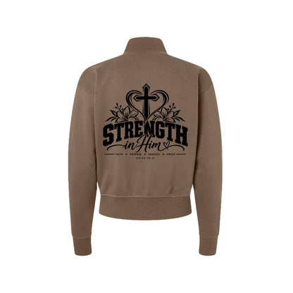 Strength in Him Women's Christian Zip Jacket | Isaiah 40:31 - Claimed by God Designs