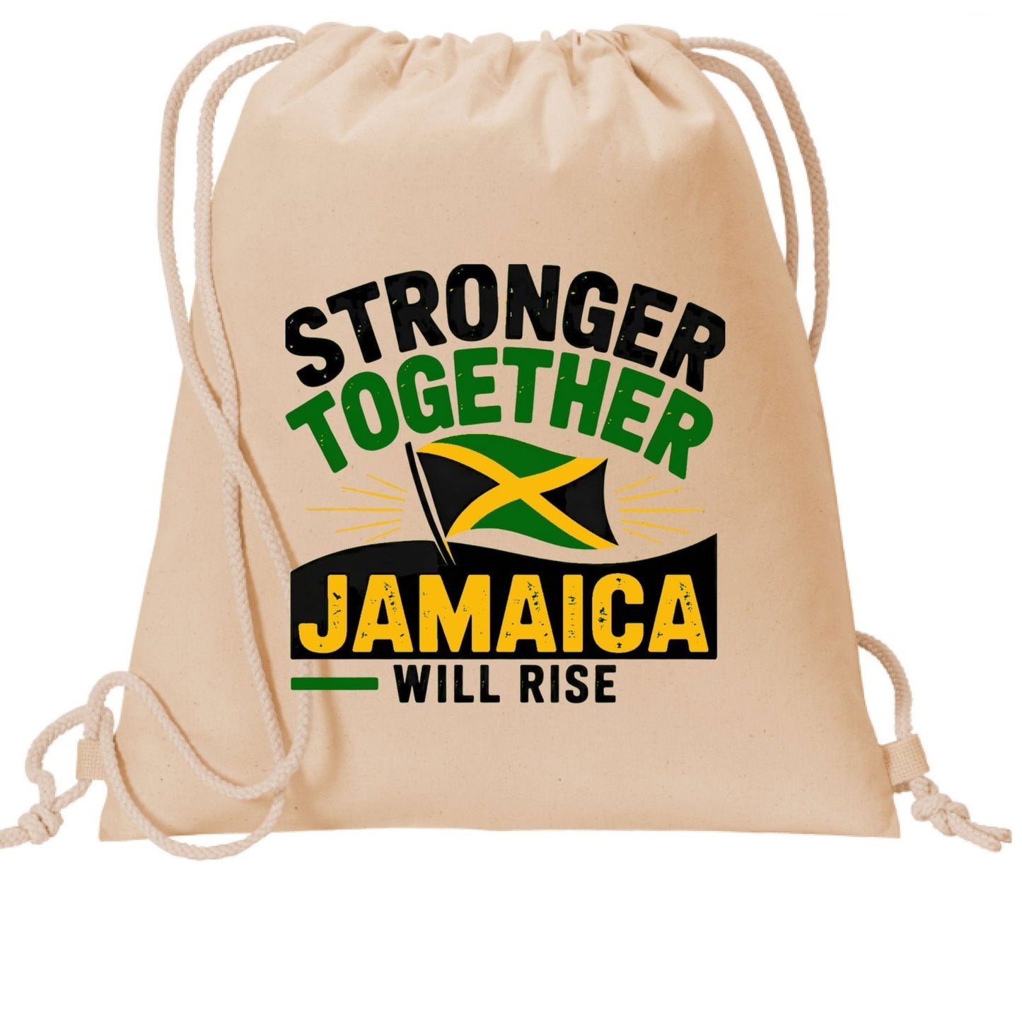 Strong Together Jamaica Will Rise Fundraising Drawstring Bag - ClaimedbyGodDesigns