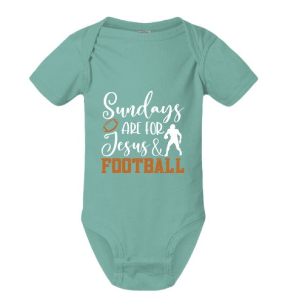 Sundays Are For Him and Football Christian Baby Jumpsuit - ClaimedbyGodDesigns