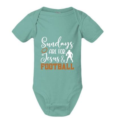 Sundays Are For Him and Football Christian Baby Jumpsuit - ClaimedbyGodDesigns
