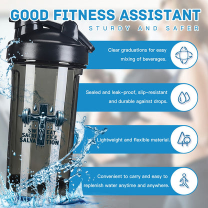 Sweat Sacrifice Salvation Christian Fitness Protein Shake Bottle - ClaimedbyGodDesigns