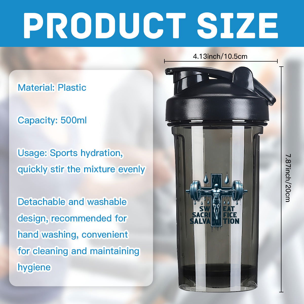 Sweat Sacrifice Salvation Christian Fitness Protein Shake Bottle - ClaimedbyGodDesigns