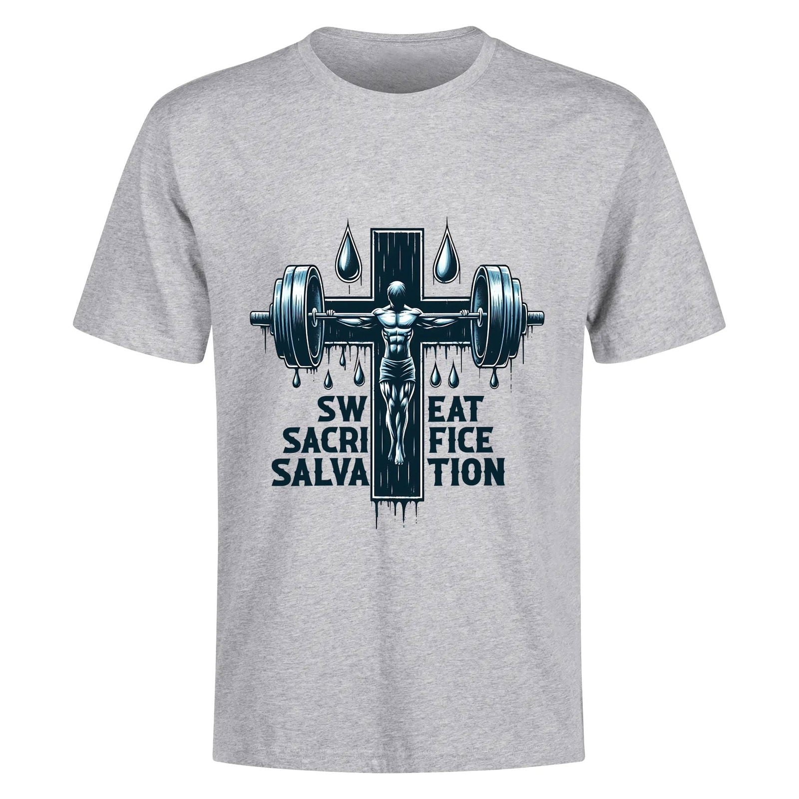 Sweat Sacrifice Salvation Mens Christian Gym T-shirt - ClaimedbyGodDesigns