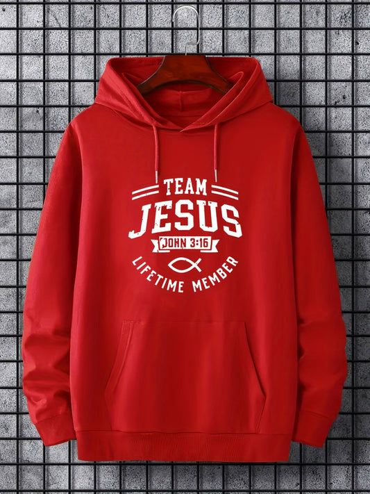 TEAM Jesus lifetime Member Men's Christian Hooded Sweatshirt Plus Size - ClaimedbyGodDesigns