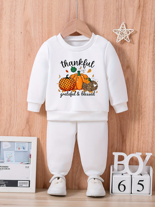 THANKFUL GRATEFUL BLESSED (thanksgiving themed) Toddler Christian Casual Outfit - ClaimedbyGodDesigns