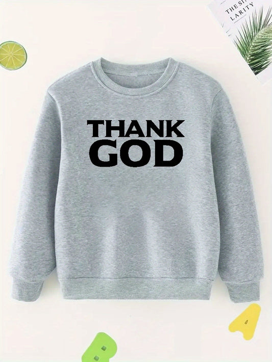 THANK GOD Youth Christian Sweatshirt - ClaimedbyGodDesigns