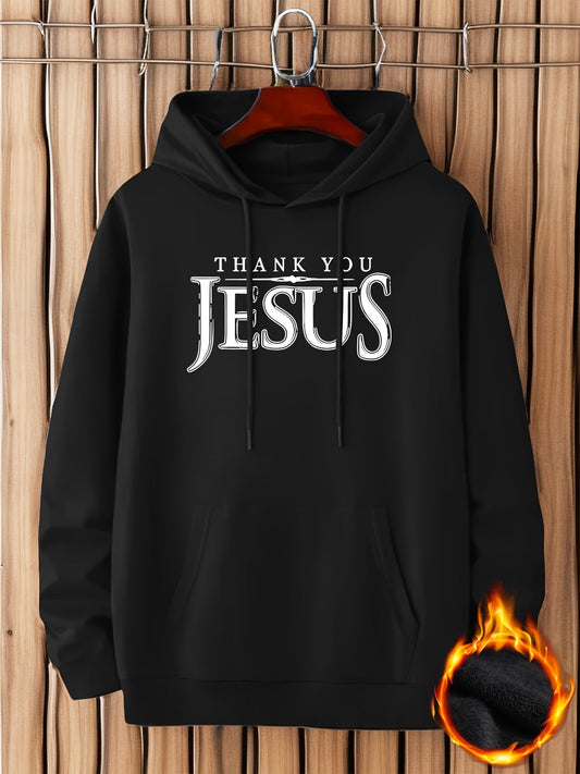 THANK YOU JESUS Men's Christian Pullover Hooded Sweatshirt - ClaimedbyGodDesigns