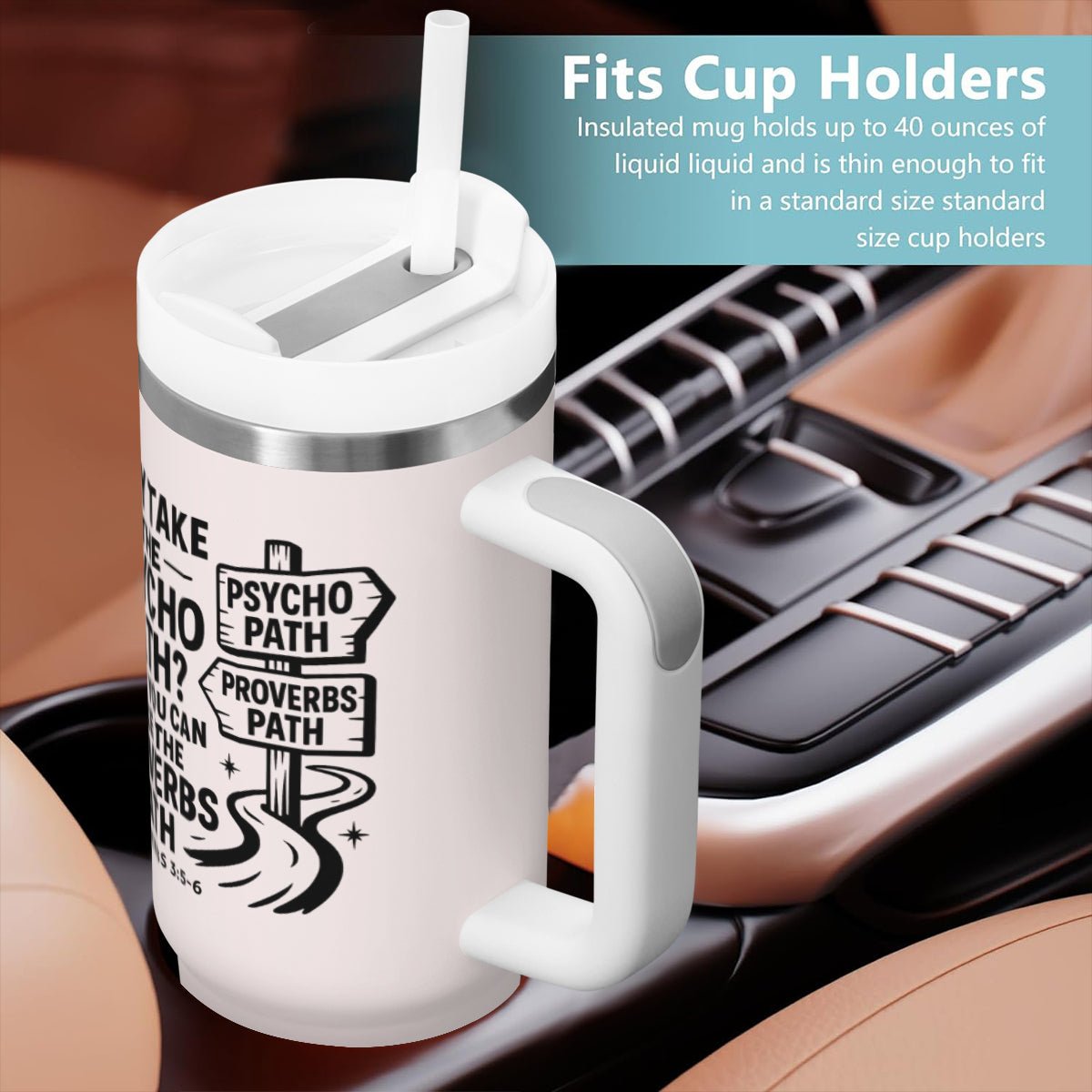 Take The Proverbs Path Stainless Steel Christian Tumbler 40oz - ClaimedbyGodDesigns