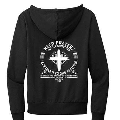 Tap My Shoulder For Prayer Unisex Christian Pullover Hooded Sweatshirt - ClaimedbyGodDesigns