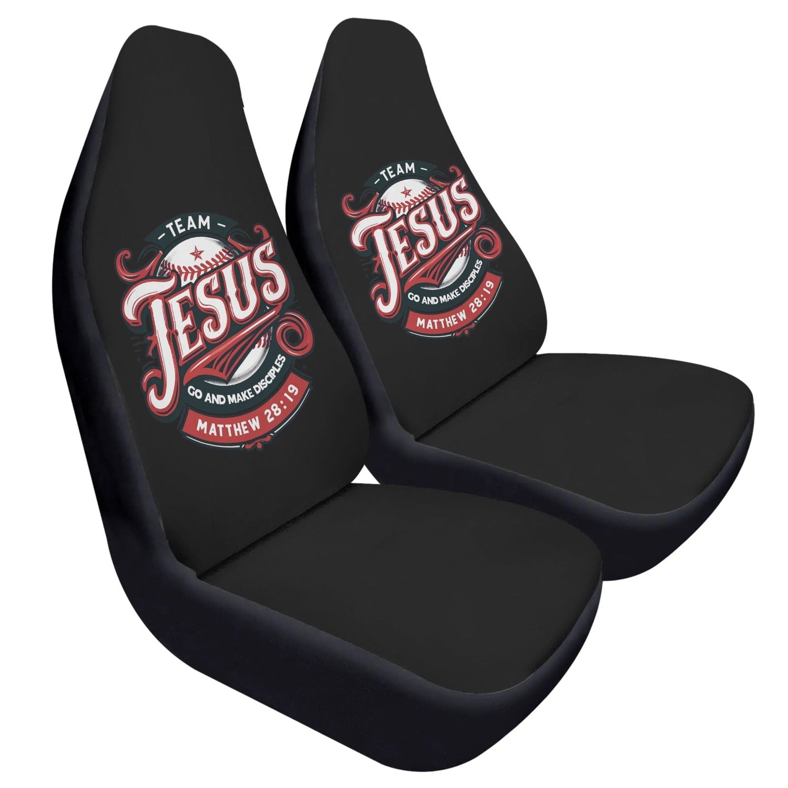 Team Jesus Soft and Lightweight Christian Front Car Seat Covers (2pcs) - ClaimedbyGodDesigns