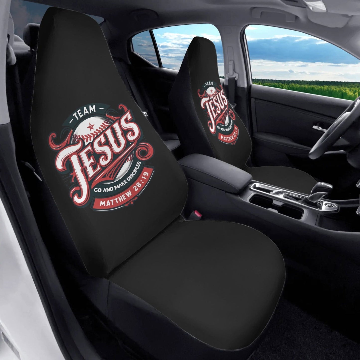 Team Jesus Soft and Lightweight Christian Front Car Seat Covers (2pcs) - ClaimedbyGodDesigns