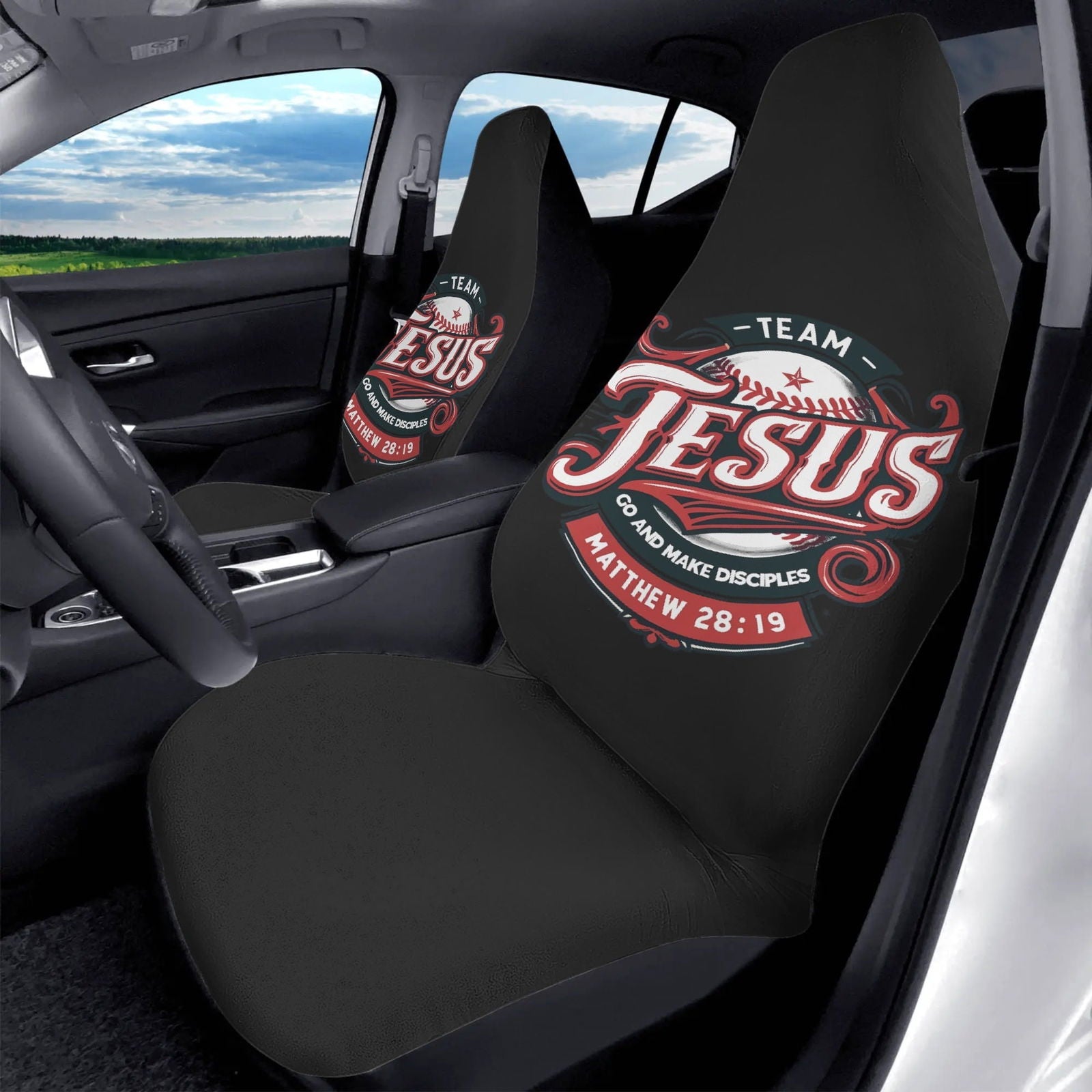 Team Jesus Soft and Lightweight Christian Front Car Seat Covers (2pcs) - ClaimedbyGodDesigns