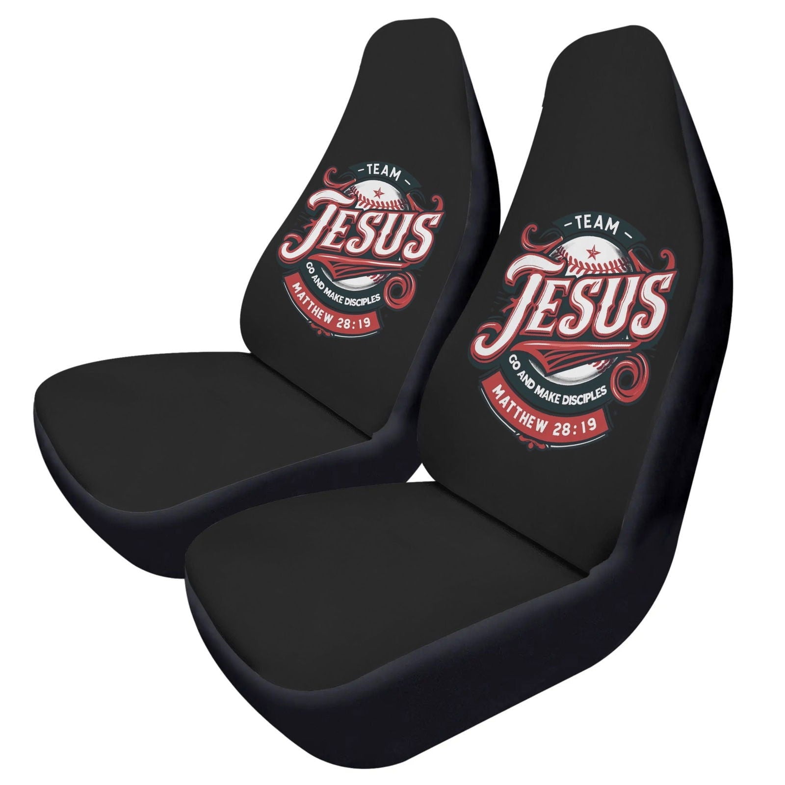 Team Jesus Soft and Lightweight Christian Front Car Seat Covers (2pcs) - ClaimedbyGodDesigns