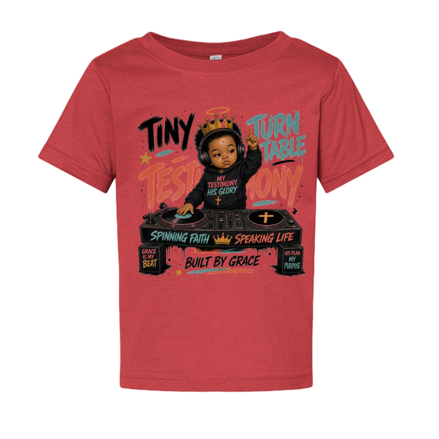 Tiny Turntable Testimony Baby Christian T-shirt - ClaimedbyGodDesigns